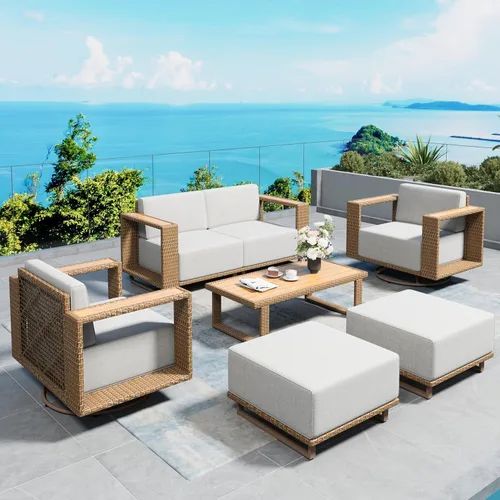 Vista 9 de SUNSHINE VALLEY 8 muebles seccionales de patio con cojín de 10 pulgadas de Beige-seccional