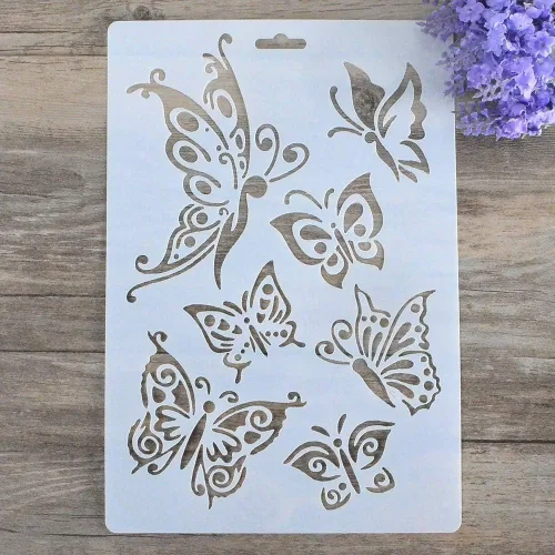 Vista 6 de Plantilla decorativa de bricolaje para pintar en paredes, muebles y manualidades (mariposa)
