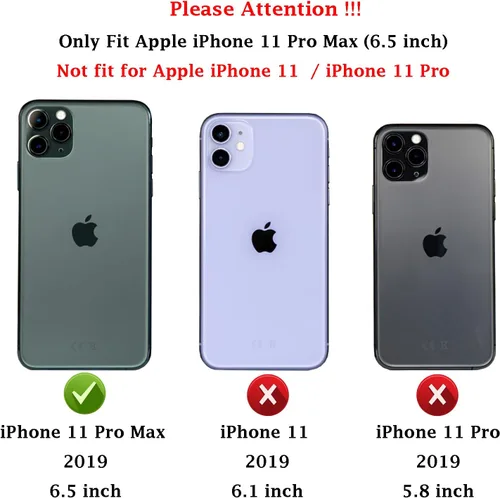 Vista 2 de Funda para iPhone 11 Pro Max con cubierta para lente de cámara, protector de pantalla HD, protección contra caídas de grado militar, soporte