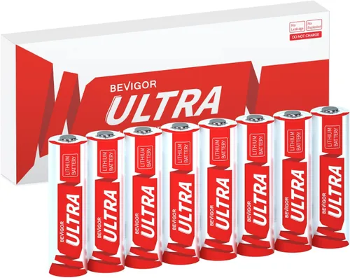 Vista 10 de BEVIGOR Baterías de litio AA, pilas AA, paquete de 4 baterías de litio AA de 1.5 V, batería doble A, pilas AA de mayor duración para linterna