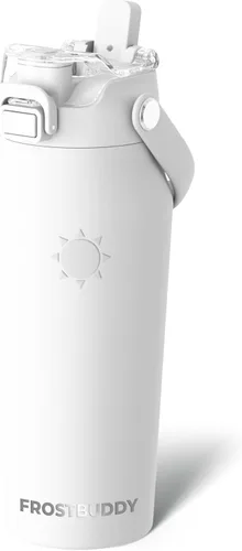 Vista 58 de Frost Buddy botella de agua aislada de 32 onzas con pajilla y tapa para beber Acero inoxidable a prueba de fugas 24 horas de frío Resistente