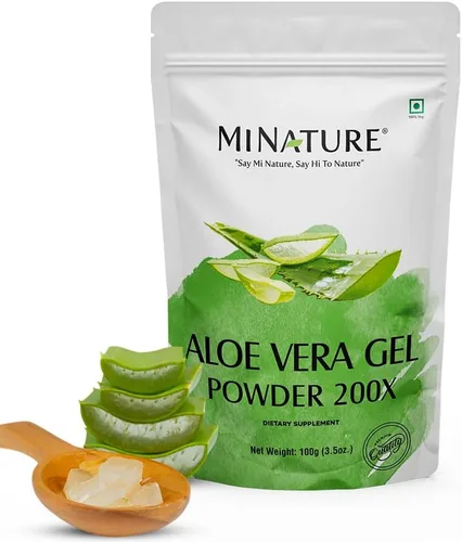 Vista 2 de Gel en polvo de aloe vera 200x de mi Nature Natural y puro Aloe Barbadensis 100 g (3.5 oz) Altamente concentrado (200x) Apoyo digestivo