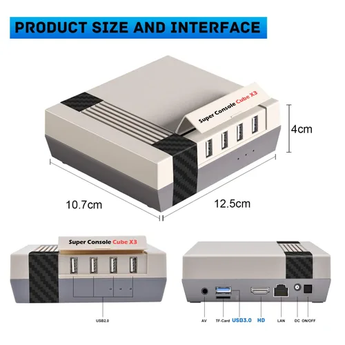 Vista 5 de Kinhank Retro Game Console with 65000+Games,Super Console CUBE X3 Video Game Console with EmuElec 4.6/Android 9/CoreE,8K Output,2.4+5G,BT