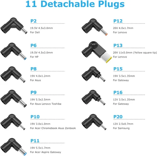 Vista 2 de Belker Adaptador de CA de 45W Cargador de Portátil para Dell Hp Acer Asus Lenovo Toshiba Portátiles Ultrabooks Chromebooks para Dell Hp Acer Asus