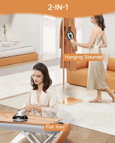 Vista 3 de Plancha de vapor portátil para ropa, 1100 W, flujo de vapor de 0.71 oz/min, tanque grande de 4.1 fl oz, calentamiento rápido de 25 segundos, suela