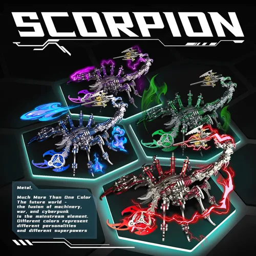 Vista 9 de Rompecabezas de metal 3D Scorpion King, kit de modelo desmontable de acero inoxidable DIY (200 unidades + verde)