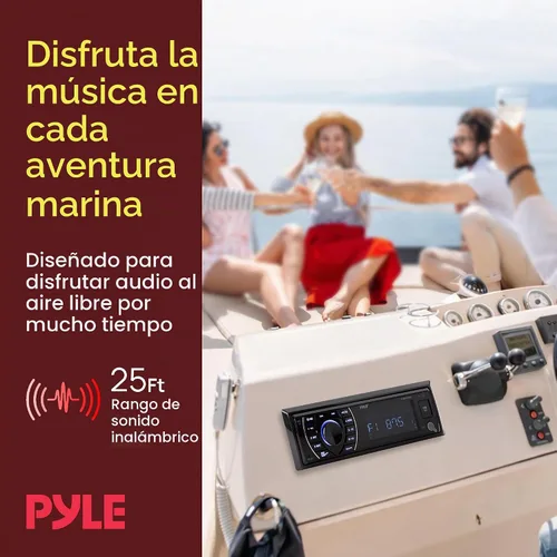 Vista 8 de Kit de receptor de unidad principal marina Pyle - Estéreo digital LCD en el tablero Bluetooth y micrófono integrados con sistema de radio AM FM