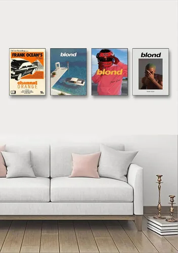 Vista 5 de ZONTO Frank Ocean - Pósteres de portada de álbum de rapero firmado con música limitada, juego de 4 pósteres estéticos para sala de estar