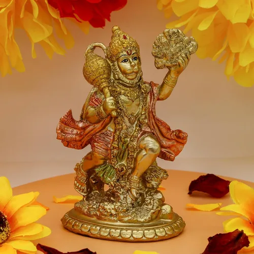 Vista 4 de alikiki Estatua de Hanuman volador de Dios hindú – Ídolo indio Hanuman Murti Pooja Escultura India Señor Estatuilla de Señor de la India Templo