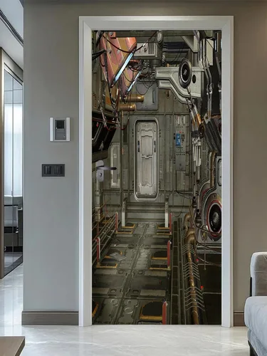 Vista 23 de artfanke Adhesivo de puerta 3D Despegable y pegable 76.95 cm x 200 cm - Envolturas de puerta autoadhesivas Murales Papel tapiz - Habitación