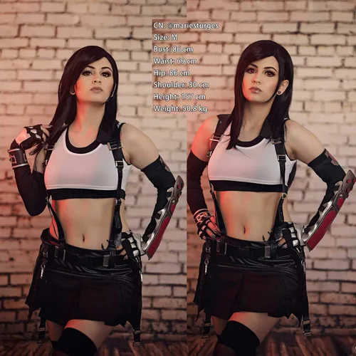 Vista 3 de LTAKK Tifa Lockhart - Disfraz de cosplay FF7 Remake, conjunto completo para Halloween