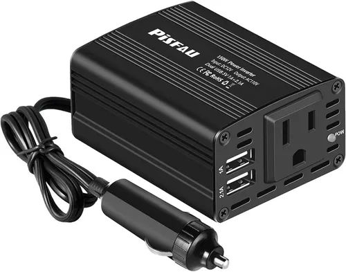 Vista 8 de Inversor de corriente de 150 W 12 V CC a 110 V AC adaptador de enchufe de coche convertidor de salida con cargador de coche de CA dual USB 3.1A