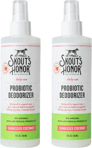 Vista 17 de SKOUT'S HONOR Spray desodorizante probiótico para perros, coco bañado por
