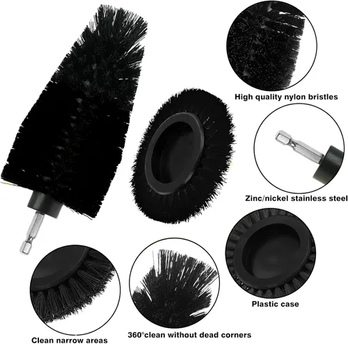 Vista 3 de Juego de 8 piezas de accesorios para cepillo de taladro, kit de cepillo de limpieza de potencia con accesorio largo extendido, cepillos de taladro