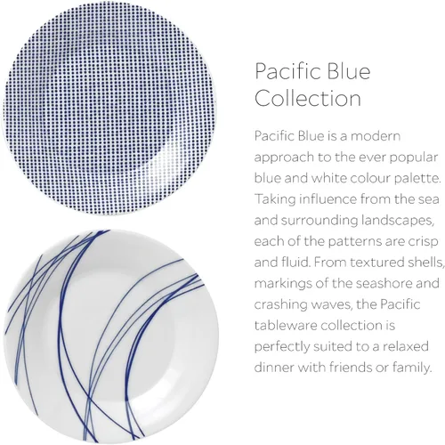 Vista 6 de Royal Doulton Pacific Dots Set de vajilla de porcelana., juego de 6 platos, Azul