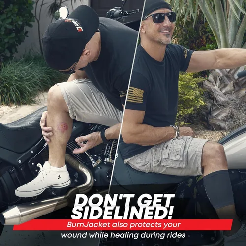 Vista 7 de BurnJacket Max - Funda protectora para tubo de escape de motocicleta contra quemaduras con protección de triple capa, se adapta a pantorrillas