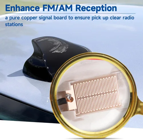 Vista 4 de Eightwood Cubierta de antena de aleta de tiburón, antena de radio AM/FM, antena de montaje en techo con cinta adhesiva para automóvil, camión, SUV