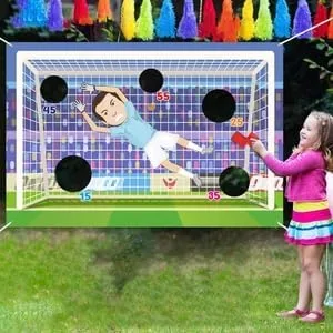 Vista 5 de Pancarta de juego de portero de fútbol, decoración temática de deportes de fútbol para interiores y exteriores, suministros de decoración de fiesta