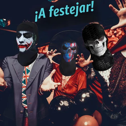 Vista 4 de Obacle Máscara de calavera para Halloween, fantasma, máscara de cara completa, pasamontañas aterradoras, disfraz de cosplay Cara de bandera