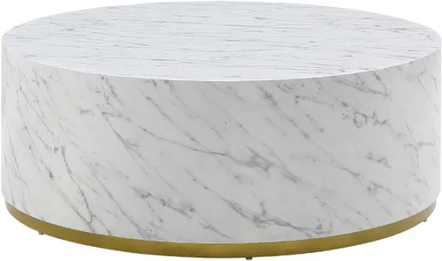 Vista 6 de Mesa auxiliar con borde dorado inferior para sala de estar, moderna mesa de centro redonda dorada o mesa auxiliar, mesa de sofá circular