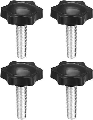 Vista 8 de uxcell 4pcs 1.496 in Dia Plum Hex Shaped Grips Star Knob M8 x 0.630 in rosca macho