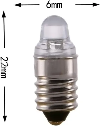 Vista 3 de 10 Uds E10 Bombillas LED 3 Volt Miniatura Linterna Bombillas E10 Bombillas de Repuesto Mini Lámparas Blanco Frío 3V