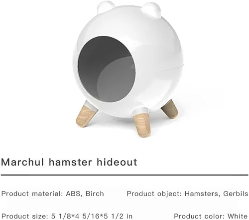 Vista 6 de Marchul Escondite de hámster, decoración de hábitats de casa para hámster enano jerbos de hámsteres sirios (blanco)