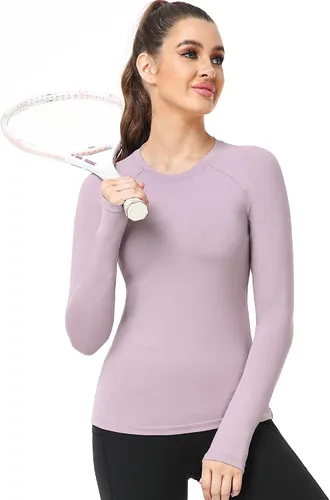 Vista 3 de CADMUS Camisa de manga larga para correr de secado rápido para mujer, camisas de entrenamiento