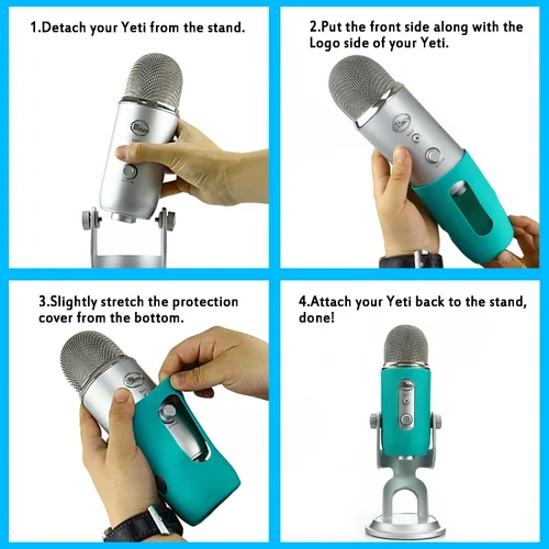Vista 7 de Youshares Blue Yeti Protector - Funda de silicona de protección completa para micrófono Yeti Pro