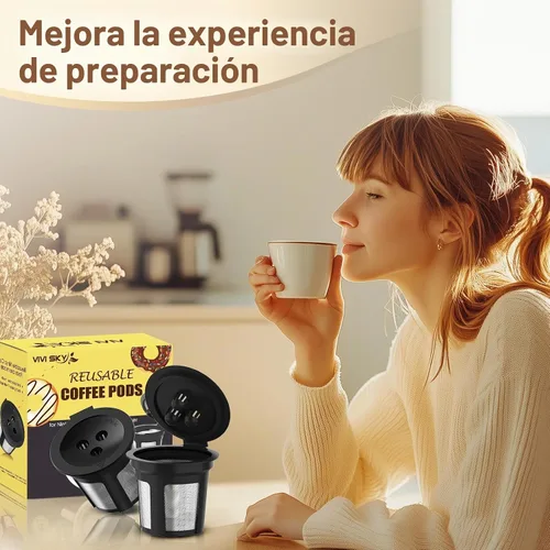 Vista 8 de Paquete de 5 cápsulas de café reutilizables Ninja: tazas K reutilizables para cafetera Ninja, filtros de café recargables para 3 agujas Ninja
