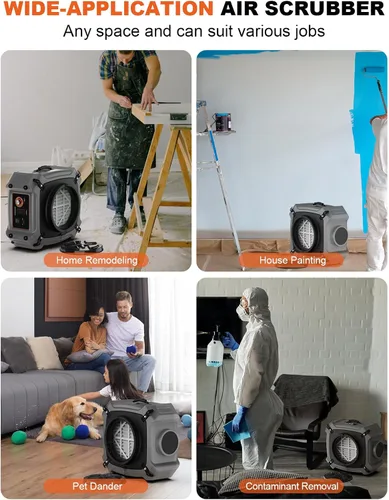 Vista 7 de Abestorm Depurador de aire con filtro MERV-10, filtro HEPA/carbón activado para uso comercial/industrial, máquina de filtro de aire negativo