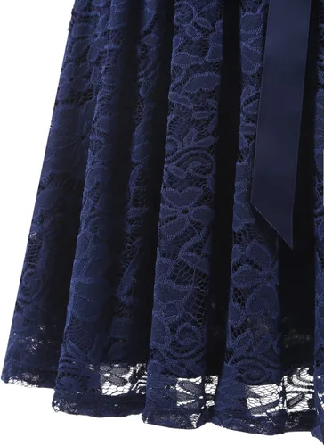 Vista 7 de DRESSTELLS Women Semi Formal Lace Dress Mother Bride Bridesmaid Dress for Wedding Cocktail Party Prom Short Dress