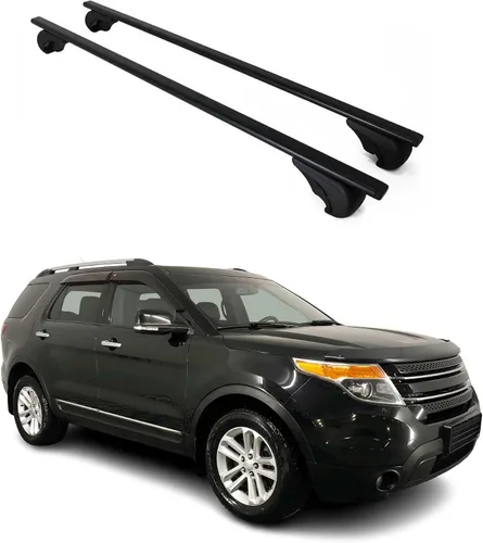 Vista 10 de OMAC Portaequipajes con cerradura para Ford Explorer Sport Trac 2001-10, antirrobo negro para viajes, kayak, canoa, surf, esquí, snowboard, camping