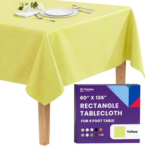 Vista 80 de Gee Di Moda - Mantel rectangular de 60 x 84 pulgadas – Mantel rectangular de poliéster lavable para mesa de 5 pies