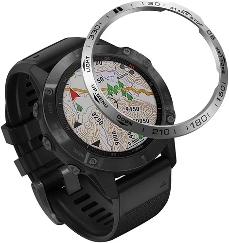 Vista 7 de REYDA Bisel de reloj compatible con Garmin Fenix 6/6 Pro Bisel Ring, acero inoxidable bisel Loop cubierta adhesiva resistente a los arañazos, bisel
