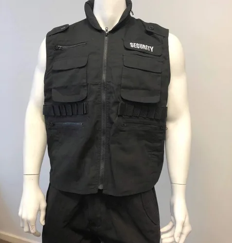 Vista 2 de BACKBONE Chaleco de seguridad unisex para hombre y mujer uniforme con bordado de SEGURIDAD - Negro