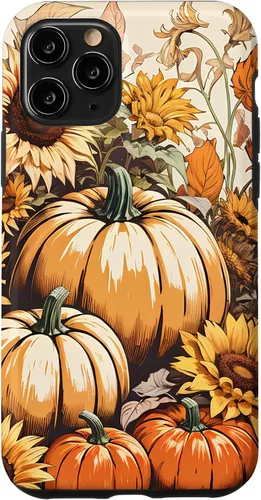 Vista 10 de iPhone 14 Bonito arte de otoño, calabazas, girasoles y hojas de otoño