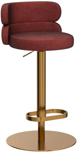 Vista 4 de Taburete de bar de terciopelo con respaldo bajo, taburete de bar giratorio con base dorada para isla de cocina, moderna silla de pub