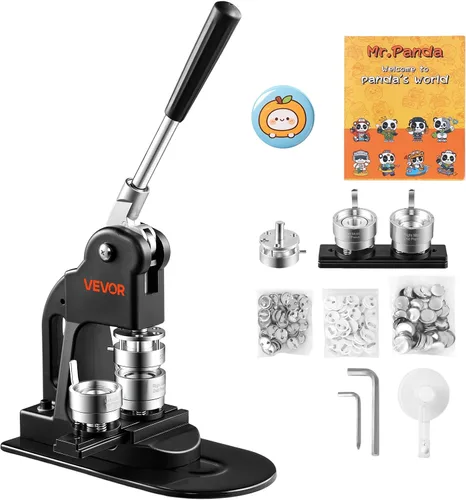 Vista 11 de VEVOR Button Maker Machine 1" / 25 mm Pin Maker 500pcs Button Parts Black Negro