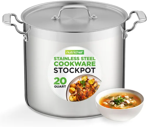 Vista 16 de NutriChef - Olla grande de acero inoxidable de 5 cuartos con tapa - 18/8 Grado alimenticio resistente, olla grande de acero inoxidable