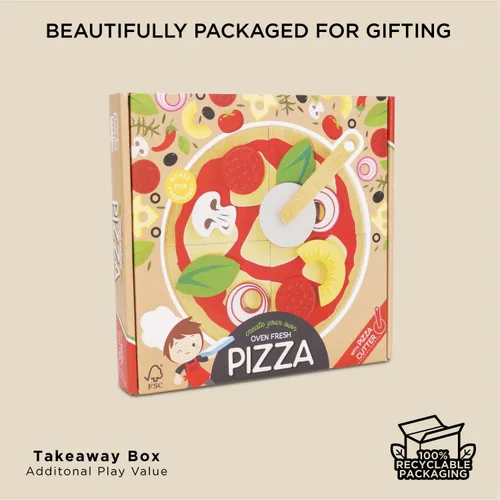 Vista 7 de Le Toy Van - Comida de madera para niños Pizza de panadería de madera para pretender comida de juguete Accesorios de cocina de juguete