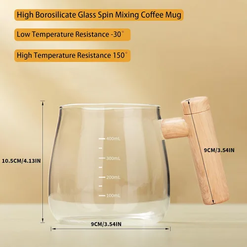 Vista 6 de Taza Autoagitante, Taza de Café Autoagitante de 400ML, Taza de Mezcla Eléctrica de Alta Calidad de Vidrio Borosilicato, Taza de Café con Soporte