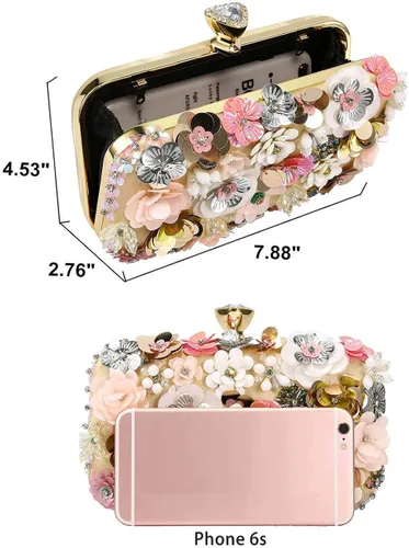 Vista 3 de Selighting Bolsas de noche coloridas florales para mujer con cuentas formales para novia boda graduación cóctel fiesta bolsas