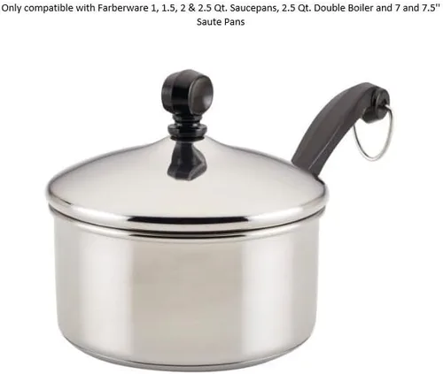 Vista 2 de Univen Mango corto para utensilios de cocina compatible con cacerolas Farberware de 1, 1.5, 2 y 2.5 cuartos de galón, caldera doble de 2.5 cuartos