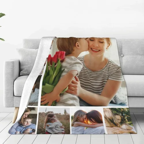 Vista 19 de Manta personalizada con texto, fotos, manta personalizada para cumpleaños de adultos y niños, boda, Navidad, Halloween, Día del Padre, Día