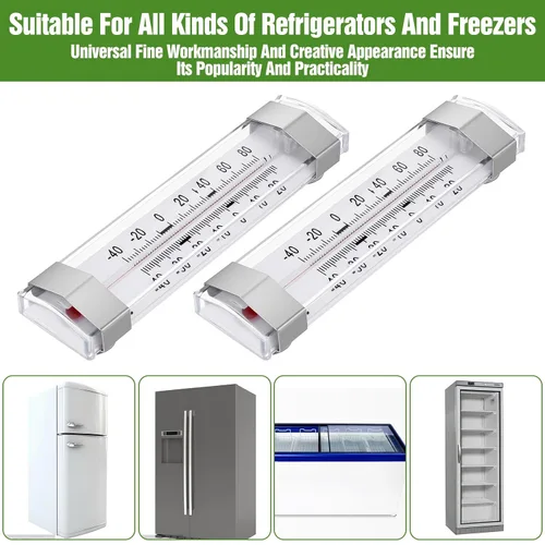Vista 8 de Paquete de 9 termómetros para refrigerador, congelador, impermeable, analógico, esfera grande, preciso, fácil de leer, amplio rango de -40°F a 80°F