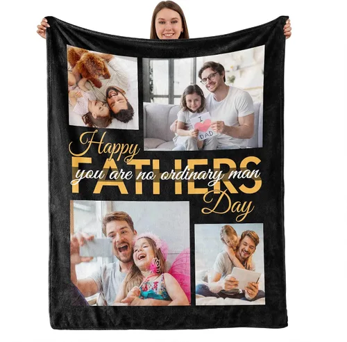 Vista 21 de TURMTF Manta personalizada con foto para mamá de hija e hijo, regalos de boda personalizados para ella, él, pareja, esposa, marido, novia, novio