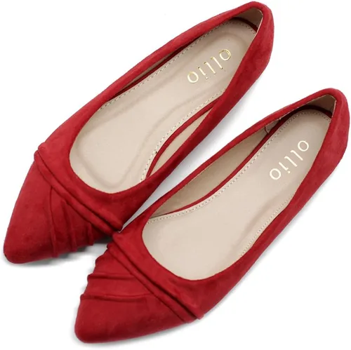 Vista 7 de Ollio Vestido de ballet para mujer, de gamuza sintética, plisado, punta puntiaguda, plano