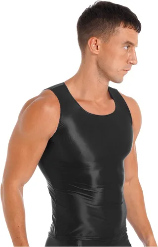 Vista 2 de Camiseta sin mangas brillante para hombre, para entrenamiento, gimnasio, culturismo, fitness, sin mangas