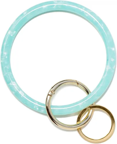 Vista 15 de Mymazn Llavero pulsera pulsera llavero brazalete brazalete llavero brazalete llavero para mujer, llavero redondo de acetato Tortuga clásica